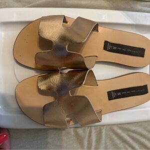 Steven By Steve Madden Gold Slide Sandals